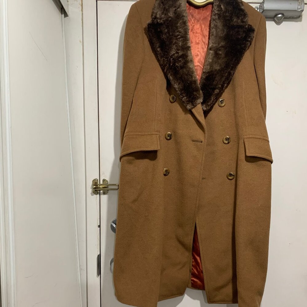 VINTAGE STOLLERY'S WOOL DOUBLE BREAST TRENCH COATS SIZE L - Picture 8 of 15